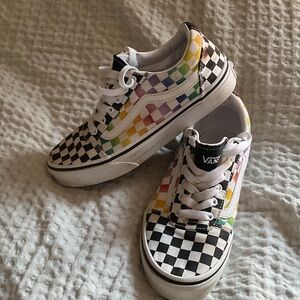 Vans Kids Multicolor Checkerboard Sneakers girls size 2